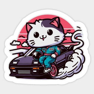 JDM car - Drifting racer cat Sticker